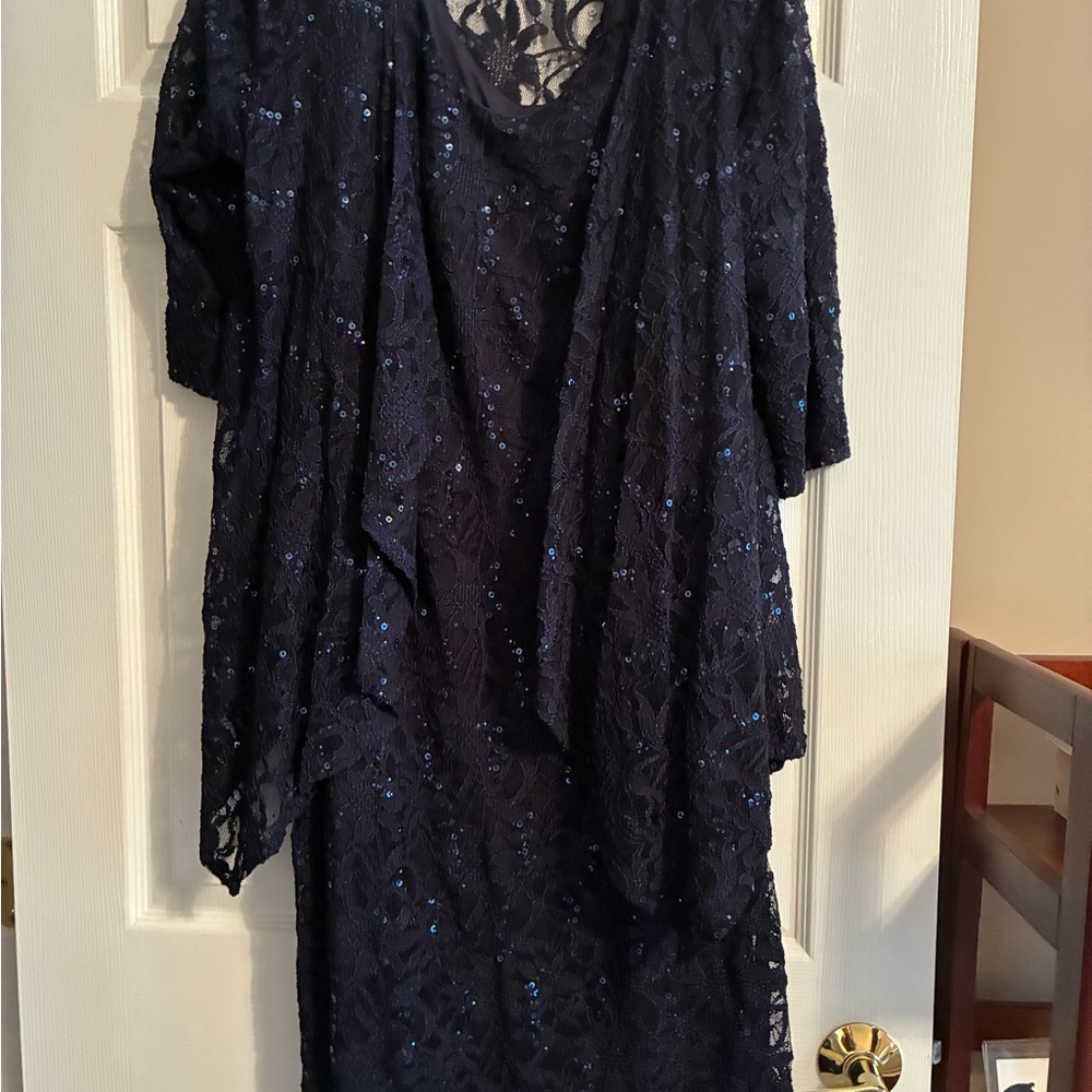 Special occasion 2 Piece Sequin Elegant Navy Lace Dress